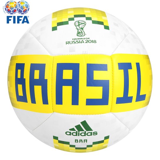 Bola Futebol Campo Adidas Telstar 18 Brasil FIFA - Branco