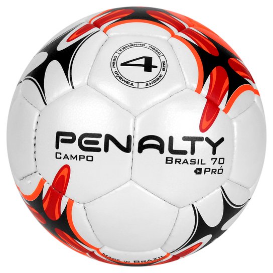 Bola Futebol Campo Penalty Brasil 70 N4 7 - Branco+Vermelho