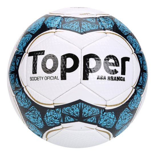 Bola Futebol Society Topper Asa Branca II - Branco+Azul Piscina