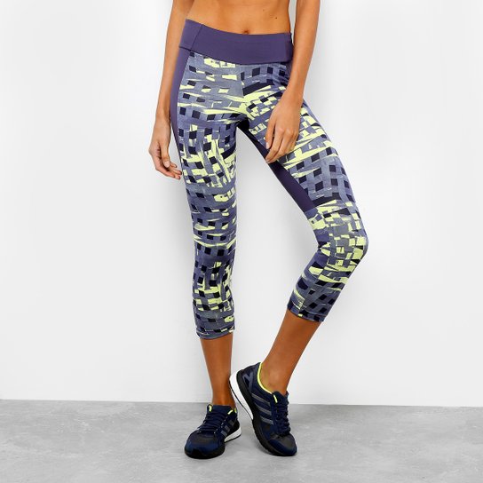 Calça Corsário Adidas Colorblock Graphic Feminina - Roxo+Amarelo