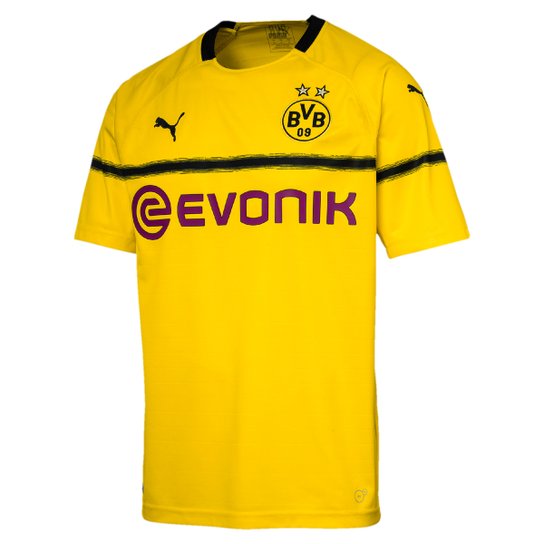 Camisa Borussia Dortmund Réplica Cup Sponsor Logo Puma Masculina - Amarelo