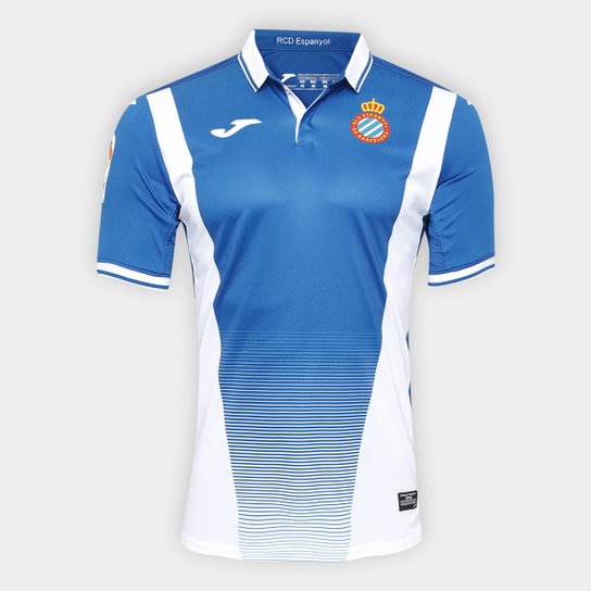 Camisa Espanyol Home 17/18 s/n°- Torcedor Joma Masculina - Azul+Branco