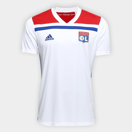 Camisa Lyon Home 2018 s/n° - Torcedor Adidas Masculina - Branco+Vermelho