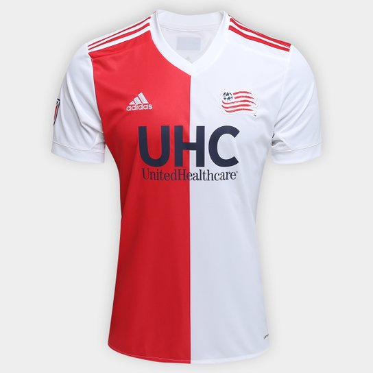 Camisa New England Revolution MLS Away 17/18 s/nº Torcedor Adidas Masculina - Branco+Vermelho