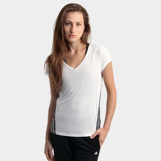 Camiseta Adidas ESS Clima 3S LW Feminina - Branco+Preto