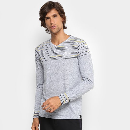 Camiseta Juventus Manga Longa Masculina - Cinza