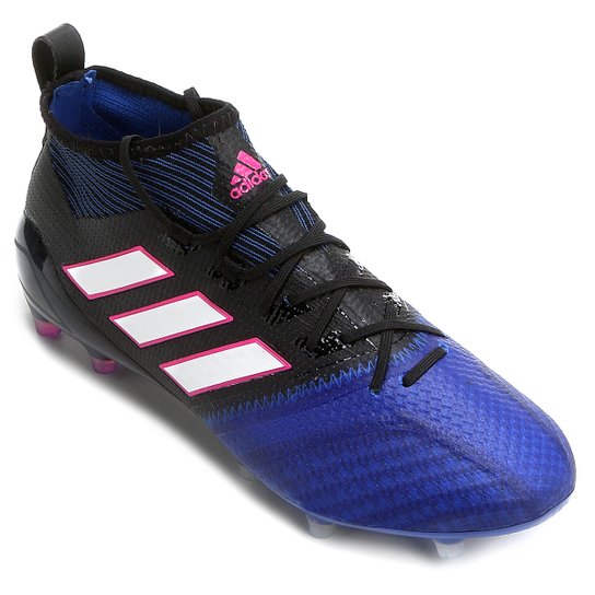 Chuteira Campo Adidas Ace 17.1 Primeknit FG Masculina - Preto+Azul