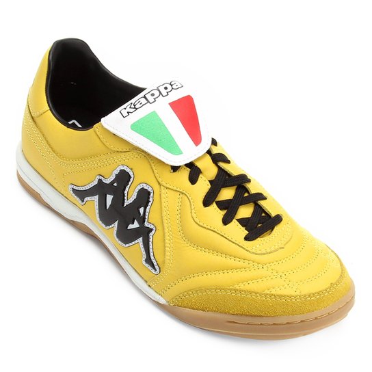 Chuteira Futsal Kappa Pelle Couro Masculina - Amarelo