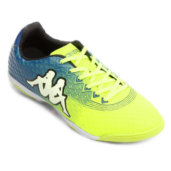 Chuteira Futsal Kappa Reno - Amarelo Fluorescente+Azul