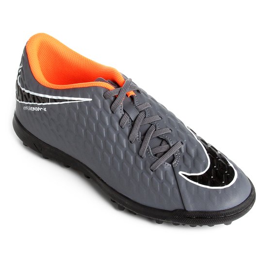 Chuteira Society Nike Phantom 3 Club TF - Cinza+Laranja