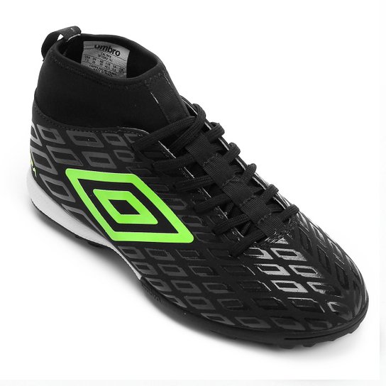 Chuteira Society Umbro Calibra - Preto+Verde Claro