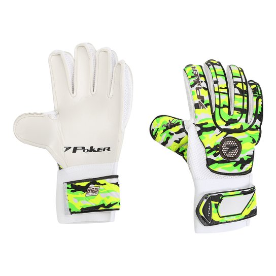 Luva de Goleiro Poker Blocked Training Camuflada - Preto+Verde Limão
