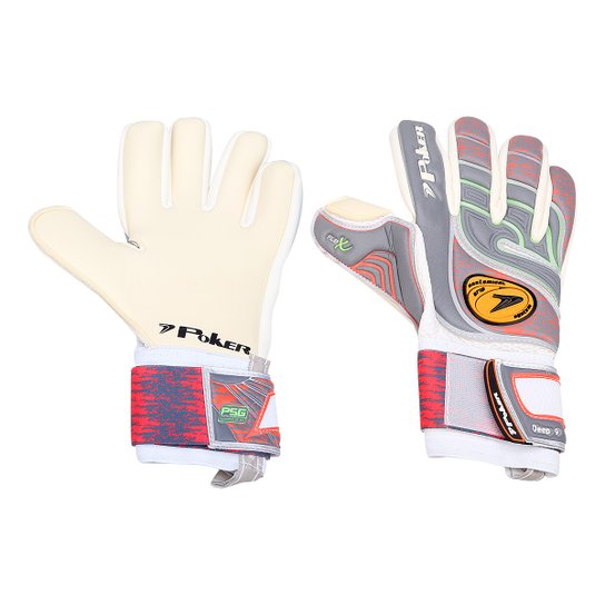 Luva de Goleiro Poker Deep 9 Profissional - Vermelho+Azul