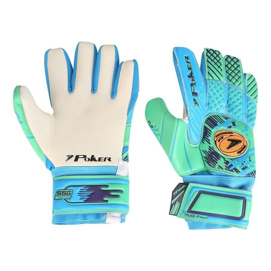 Luva de Goleiro Poker Hug Flex Profissional - Azul+Verde