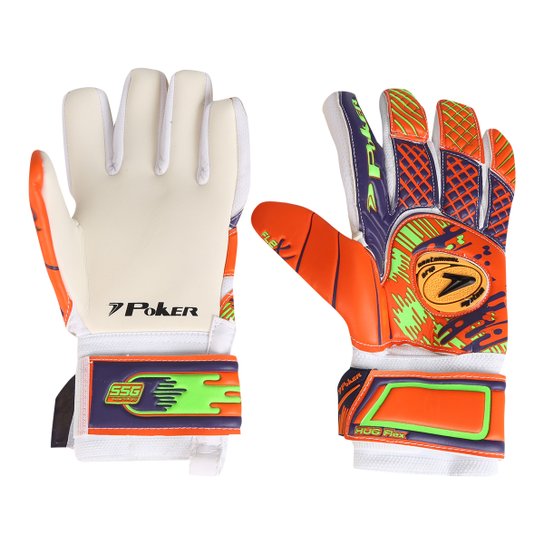 Luva de Goleiro Poker Hug Flex Profissional - Roxo+Laranja
