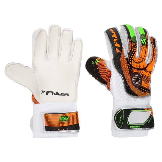 Luva de Goleiro Poker Top Rotation Training - Preto+Laranja