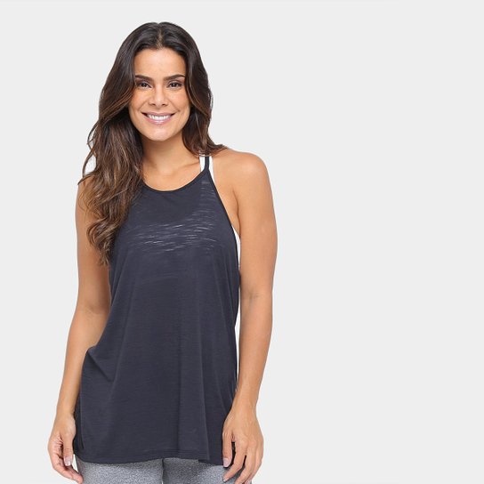 Regata Under Armour Threadborne Fashion Feminina - Preto+Grafite