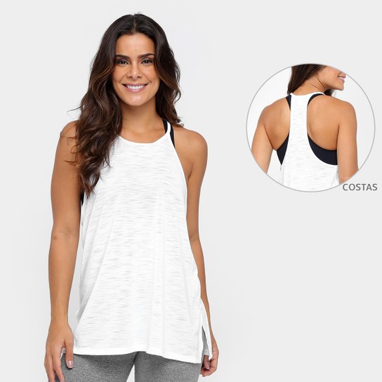 Regata Under Armour Threadborne Fashion Feminina - Branco+Cinza