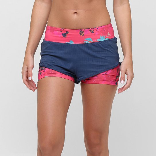 Short Adidas Adidas Duplo Salinas Feminino - Marinho+Pink