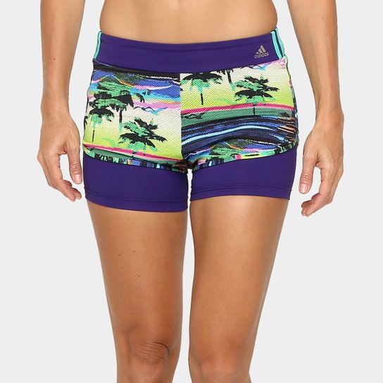 Short Adidas Duplo G2 Salinas Feminino - Roxo+Verde