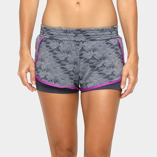 Short Adidas Duplo Gráfica WKT Feminino - Cinza+Roxo