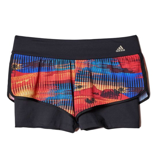 Short Adidas Duplo Salinas Feminino - Preto+Laranja