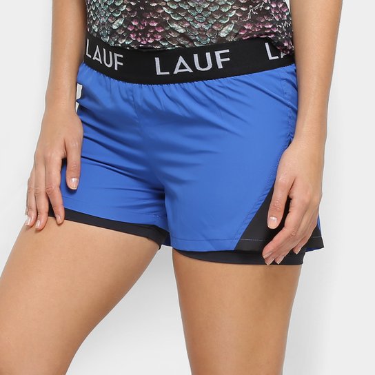 Short Lauf Elástico Cintura - Preto+Azul