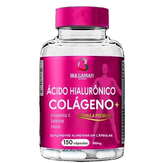 2 POTES DE COLÁGENO HIDROLISADO + ÁCIDO HIALURÕNICO COM VIT C + SELÊNIO + ZINCO 150 CÁPS 500MG