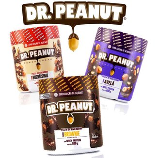 3X PASTA DE AMENDOIM 600G COM WHEY PROTEIN - DR PEANUT