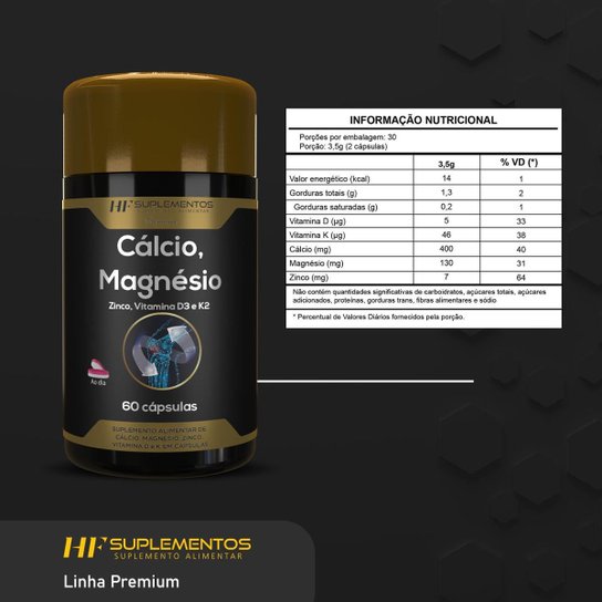 4X CALCIO MAGNESIO ZINCO VIT D3 K2 60CAPS HF SUPLEMENTOS