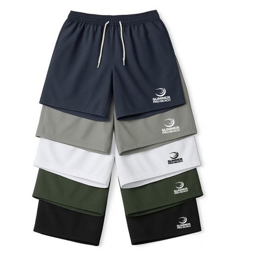 4x Shorts Summer Pro Beach Treino Academia Elastano