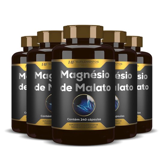 5X MAGNÉSIO DE MALATO PREMIUM 240CAPS HF SUPLEMENTOS