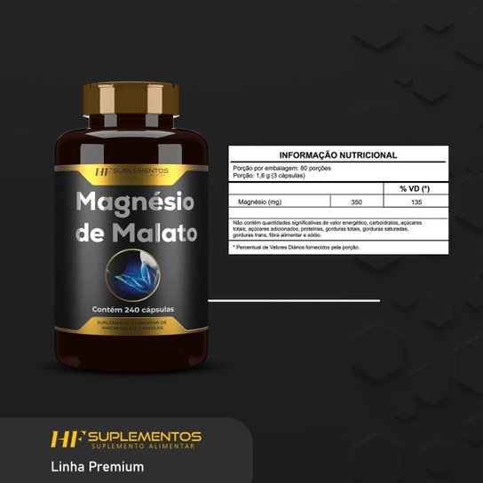 5X MAGNÉSIO DE MALATO PREMIUM 240CAPS HF SUPLEMENTOS