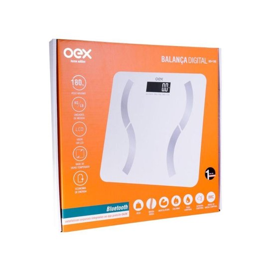 BALANÇA DIGITAL BLUETOOTH OEX BD100 BRANCA