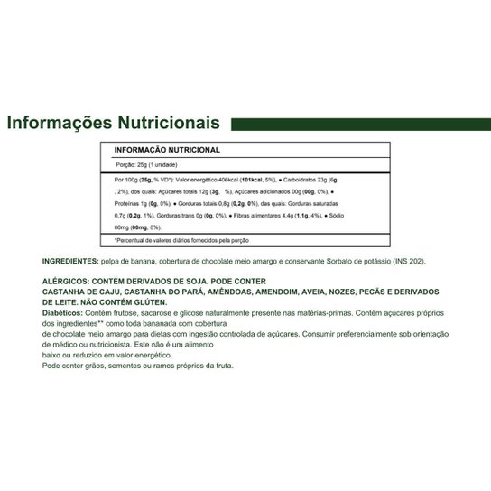 Bananinha Fit Zero Lactose Com Chocolate 300g Latam Fit