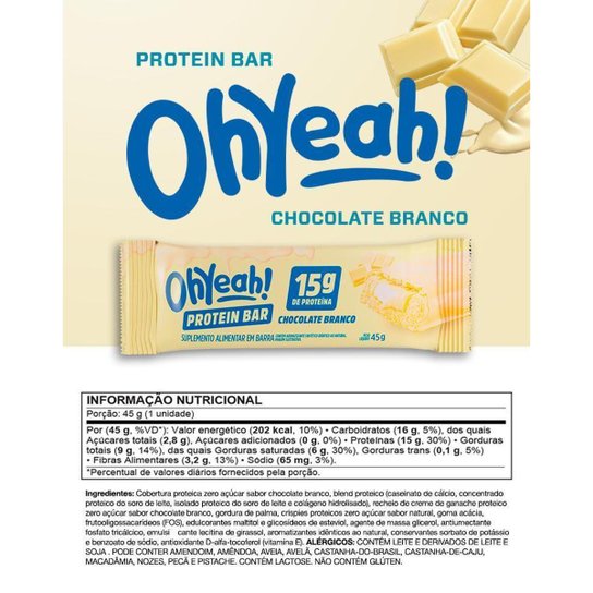 Barra de Proteína 45g Oh Yeah Caixa 12 Unidades 3VS Nutrition