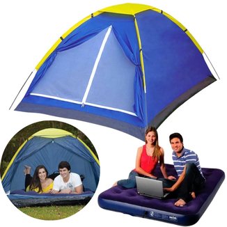 Barraca Camping 3 pessoas Mor Iglu Life e Colchão casal Inflável Com bomba