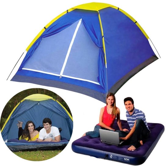 Barraca Camping 3 pessoas Mor Iglu Life e Colchão casal Inflável