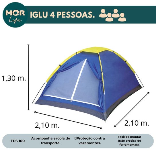 Barraca Camping Mor Iglu Life Até 4 Pessoas Acampamento
