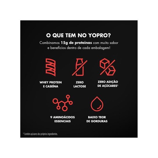 Bebida Láctea UHT 15g de Proteínas Danone YoPRO Zero Açúcar 250ml 12 Unidades