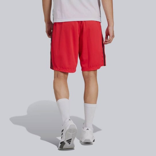 Bermuda Adidas Essentials TR 3 Stripes Vermelha
