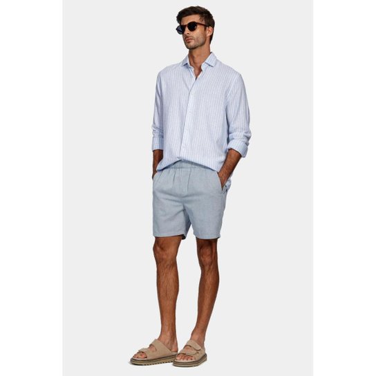 Bermuda Aramis Com Elástico Color Azul Médio