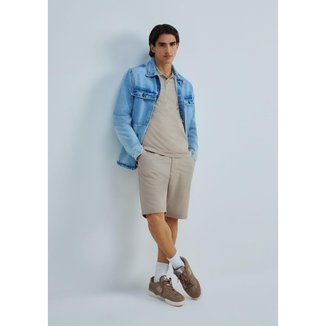 Bermuda Básica Masculina Chino Reta Em Sarja - Vinho 050