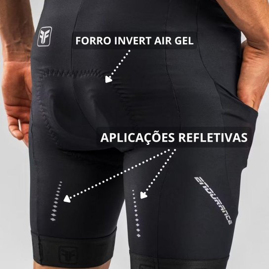 Bermuda ciclismo masculina Free Force Endurance Invert Gel c/ bolso