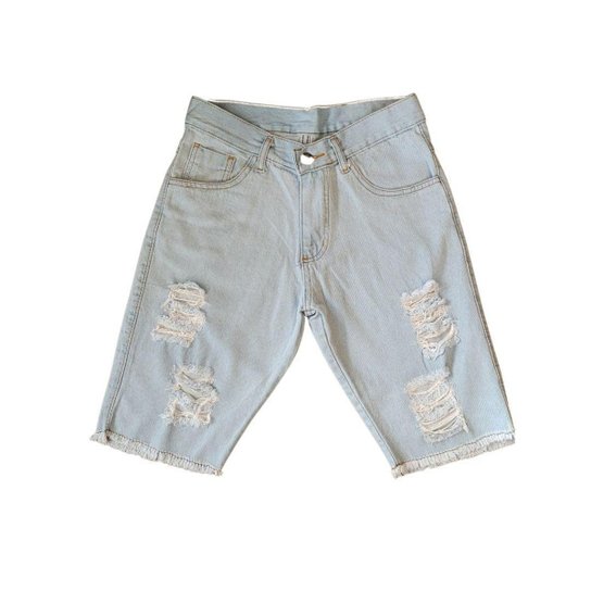 Bermuda Jeans Juvenil Masculina Destroyed