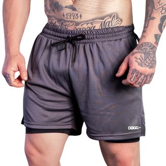 Bermuda Masculina Esportiva 2 em 1 Shorts com Segunda Pele Calção Academia Corrida Fitness Treino