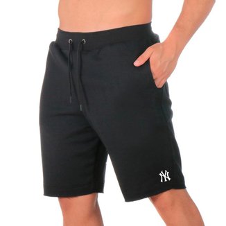 Bermuda Moletinho Short Calçao Masculino Estampa New York Cordão Ajustavel Com Bolsos Academia