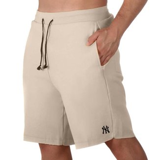 Bermuda Moletinho Short Calçao Masculino Estampa New York Cordão Ajustavel Com Bolsos Academia
