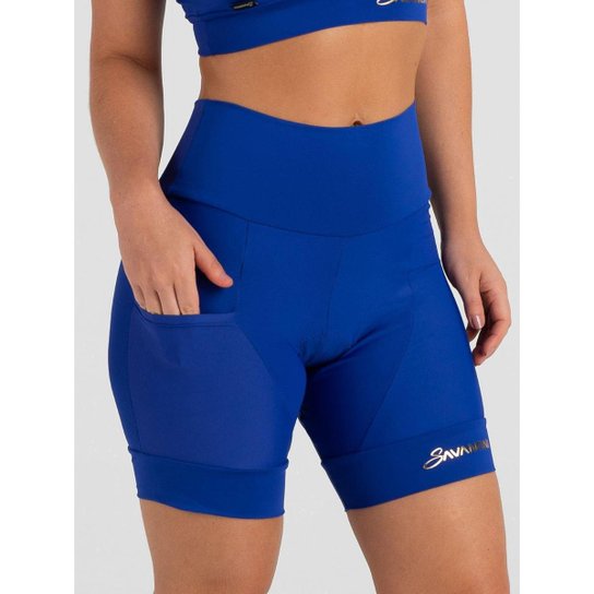 Bermuda Para Ciclismo Feminina Azul Golden Savancini