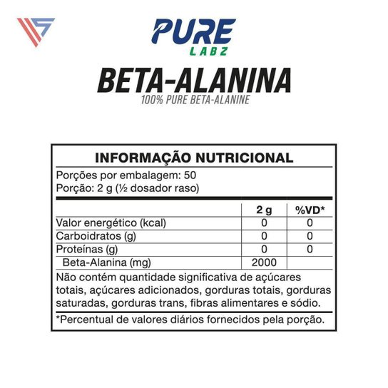 Beta Alanina em Pó Pura 100g Pure Athletic